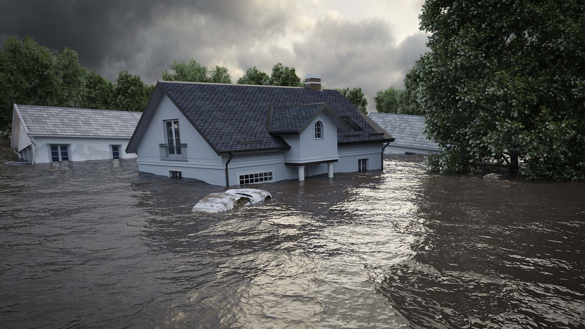 Flood water in a Broward County neighborhood during king tide season